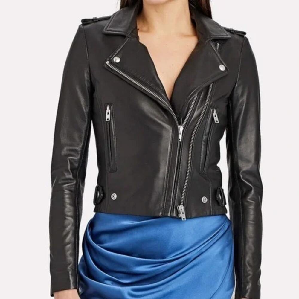 Edgy Leather Moto Jacket Size 4 Black Punk Grunge Wardrobe Staple IRO Dylan